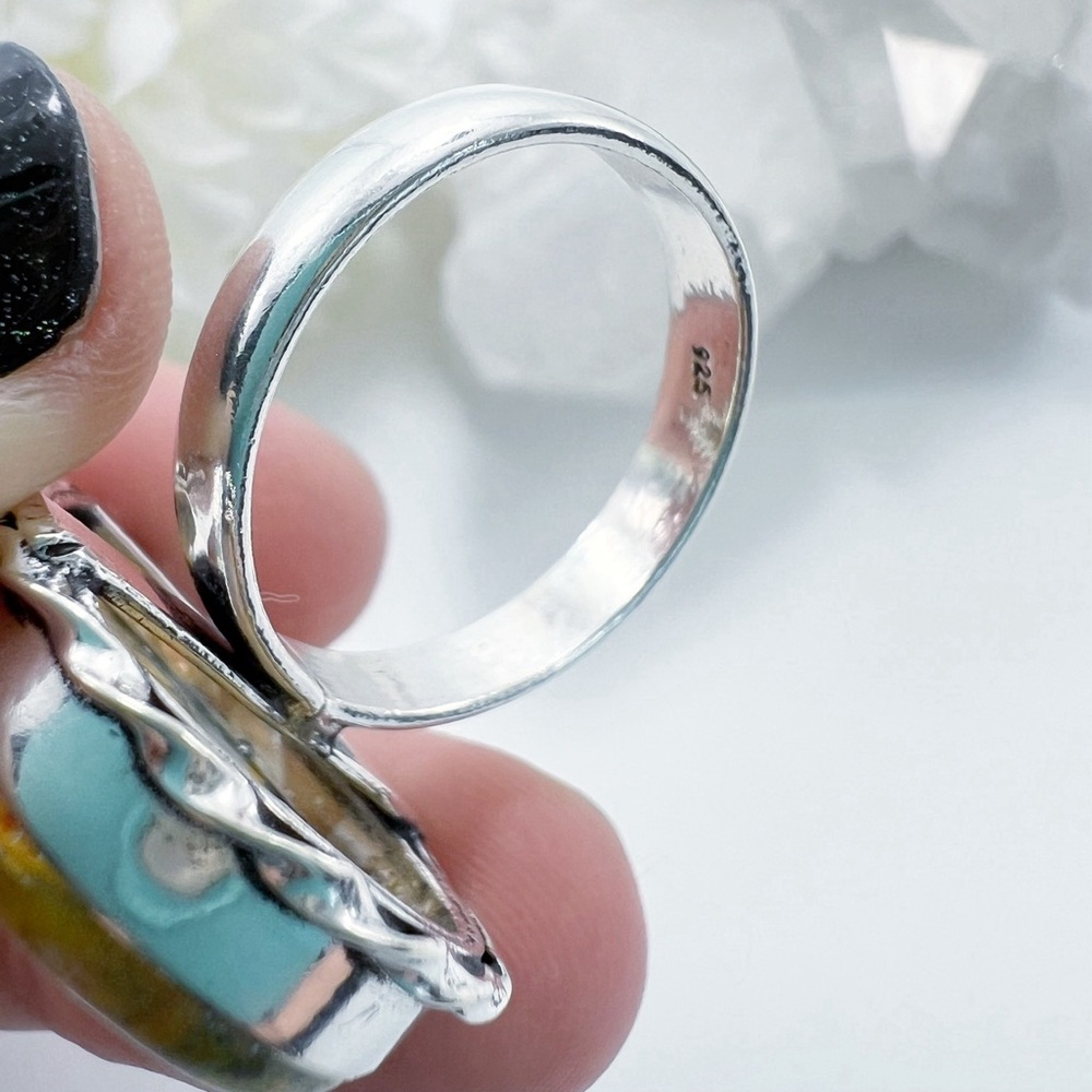 🌷Sterling Silver 925 Bumblebee Jasper Ring Size 8.75 Handmade New - Picture 8 of 10
